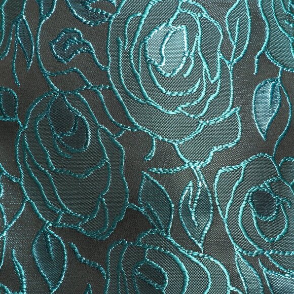 NWT Lulus Going Gorgeous Shiny Teal Jacquard Puff Sleeve Mini Dress​ - Picture 5 of 10